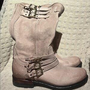 A.S.98 Women's Beige Moto Boots